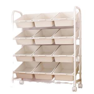 Estante de Almacenamiento de Juguetes de Plástico para Niños, Estante de Piso para Sala de Estar, Estante para Refrigerios de Gran Capacidad, Carrito Pequeño, Estantería para Libros de Bebés de Cuatro Niveles - Product Image 5