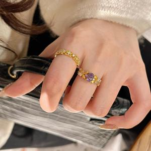 Anillo de Tulipán Morado Hada de las Flores, Plata de Ley S925, Chapado en Oro, Anillo de Lujo de Alta Gama, Estilo Antiguo Exquisito, Incrustaciones, Estilo Hip-Hop - Product Image 5