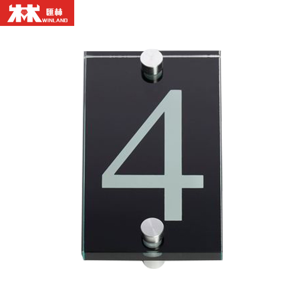 OEM дизайн шрифта № 4 стеклянная табличка с номерами для дома адресные знаки