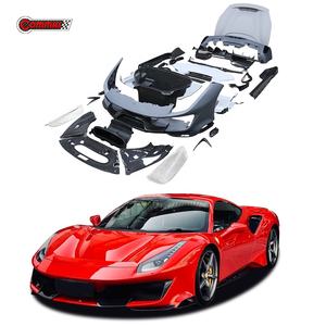 Nuevo Kit de Carrocería de Fibra de Carbono Estilo Pista para Ferrari 488, Parachoques Delantero y Trasero, Faldones Laterales, Rejilla de Ventilación del Capó - Product Image 1