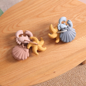 Concha <span class=keywords><strong>de</strong></span> cangrejo, <span class=keywords><strong>estrella</strong></span> <span class=keywords><strong>de</strong></span> <span class=keywords><strong>mar</strong></span>, silicona, <span class=keywords><strong>mordedor</strong></span> para bebé, anillo <span class=keywords><strong>de</strong></span> cadena para masticar, sonajero, juguete <span class=keywords><strong>de</strong></span> animales marinos, mordedores para bebé - Product Image 4