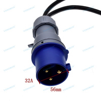 Cordon adaptateur industriel étanche IP44 VOSORON IEC309-2 3P+E+N 32A Mâle/Femelle (IEC309 532C6/M IEC309 516P6) Prise 16A VDE