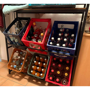 2단 독립형 스틸 음료 상자 선반 랙 물 맥주 와인용 병따개 욕실 또는 거실 수납용 - Product Image 6