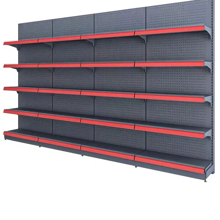 Custom double-sided metal gondola shelf retails racks used shelves for retail store miniso shelf mini market racks