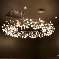 Lustre en verre de style anneau Firefly Art, luminaire LED moderne et minimaliste, à intensité variable, 90 CRI, angle de faisceau de 360°, pour hôtels