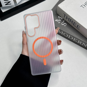 Funda de PC mate de moda para teléfonos Samsung 25/24/23 Ultra, funda de carga inalámbrica con patrón corrugado - Product Image 1