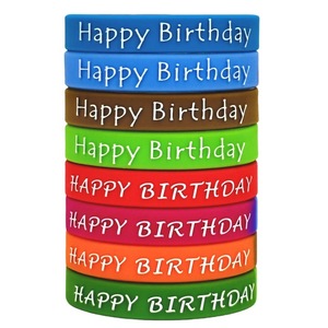 Pulsera de Silicona de Feliz Cumpleaños, Paquete de 4, Colorida, Grabada, Impermeable, para Fiestas - Product Image 2