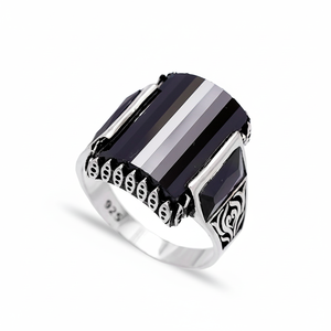 Oval Onyx Stone Tugra Design Ottoman <b>Men's</b> <b>Ring</b> Turkish Handmade Wholesale Authentic <b>Silver</b> <b>Men</b> <b>Ring</b> - Product Image 2