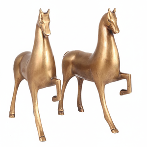 Estatua de bronce dorado de latón indio hecha a mano para decoración del hogar, estatua de caballo corriendo, artículos de regalo, tamaño: 25x7 cm, SNC-588 - Product Image 1