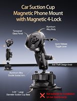 Support de téléphone magnétique antichoc Kewig pour voiture avec ventouse à 4 points et base à ventouse sphérique de 1'' pour pare-brise