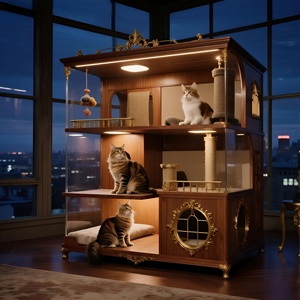 Gran jaula de lujo <span class=keywords><strong>para</strong></span> cría de <span class=keywords><strong>gatos</strong></span>, casa de madera <span class=keywords><strong>para</strong></span> interiores y exteriores con Pared de escalada <span class=keywords><strong>para</strong></span> uso profesional - Product Image 1