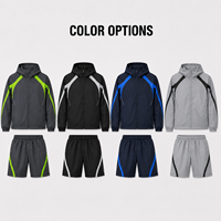 Ensemble survêtement sport IKDEER coupe-vent color block personnalisé avec pantalon court et capuche zippée pour la course en extérieur et le fitness