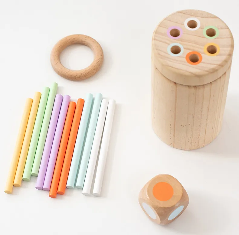 2024 giocattoli MONTESSORI in legno bastone equilibrio gioco tubo di legno con bastoni colorati colore di corrispondenza gioco per bambini giocattoli educativi