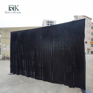Durable Pipe <b>Stand</b> Pipe and Drape Aluminum Standing Curtain System Black Fabric Backdrop Kit Detachable Minimalist Style - Product Image 4