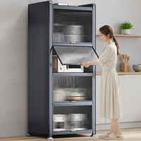 Meuble de Rangement Plancher-Plafond pour Chambre à Coucher, Armoire Multi-Niveaux avec Portes en Verre, Construction en Acier Durable, Étagère de Rangement Minimaliste, Mobilier de Maison