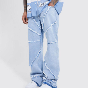 Pantalones Anchos de Mezclilla Personalizados OEM, Jeans de Pierna Ancha, Jeans Ajustados Desgastados para Hombre - Product Image 2