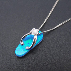 Hawaii Shoes Blue Fire <b>Opal</b> <b>Pendant</b> <b>Necklace</b> - Product Image 3
