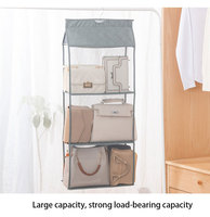 Organisateur de sac à main suspendu en trois dimensions dispositif de stockage de sac de placard à la maison avec porte-poussière pour l'organisation de placard