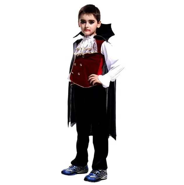Vampire Kostum untuk Anak Laki-laki Anak-anak Halloween Pesta Kostum Berdandan Pakaian Cosplay