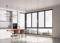 Fenêtre coulissante horizontale en aluminium à double rail, robuste, de style moderne, fabriquée au Kenya, avec verre teinté de 5 mm en acier inoxydable résistant au vent, pour cuisine