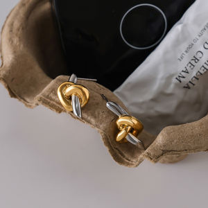 J & D Design originale classico orecchino con nodo 18k placcatura oro acciaio inox due tonalità cuore nodo orecchino - Product Image 5