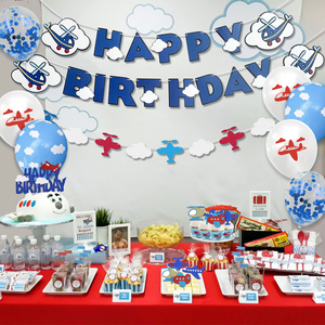 Nicro Original avion thème joyeux <span class=keywords><strong>anniversaire</strong></span> fête fournitures bannière gâteau Topper Latex ballon <span class=keywords><strong>anniversaire</strong></span> <span class=keywords><strong>d</strong></span>écoration ensemble - Product Image 4