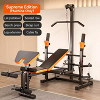 Banc de musculation multifonction pliable en métal tout-en-un avec rack de musculation et station de tirage vertical réglable