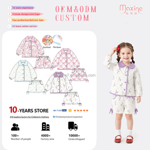 Completo Set Trapuntato per <span class=keywords><strong>Bambina</strong></span>: Giacca con Colletto Peter Pan e Bottoni Frontali e Pantaloncini, Stampa a Quadri Rosa con Fiocco - 2 Pezzi Imbottiti - Product Image 3
