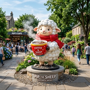 แก้วกาแฟรูปแกะ D115 สไตล์สวยงาม ประติมากรรมสัตว์ โมเดิร์น มินิมอล ทนทาน ทำจากไฟเบอร์กลาส/โลหะ ตกแต่งสวน - Product Image 1