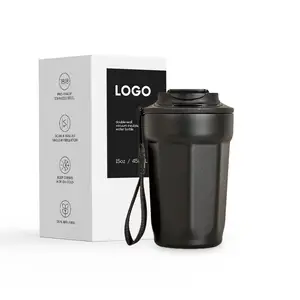 Trendy Stainless Steel Coffee Cup Vacuum Insulated Double Walled Office Coffee Tumbler With 2 In 1 Drinking Lid