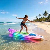 Planche de paddle gonflable lumineuse LED pour soirée, avec changement de couleur RGB, idéale pour le lac, la rivière, la mer et le surf