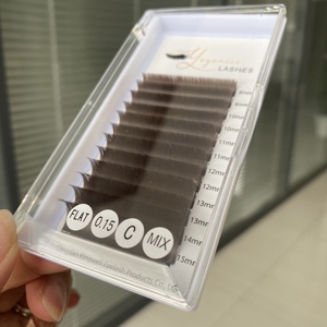 Ciglia Individuali Classiche Ellittiche Marrone Scuro, Fibra PBT Coreana Naturale Lunga e Morbida, Mix C CC, 0.15/0.20mm - Product Image 6
