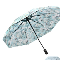 Parapluie pliant 3 volets entièrement automatique 190T moderne avec impression de logo personnalisé, portable, imperméable, pour adultes, parapluie droit professionnel