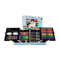 Ensemble d'art unisexe de haute qualité, 145 pièces, boîte en aluminium double couche, pinceaux, ensemble de peinture pour étudiants, stylo aquarelle pour cadeau