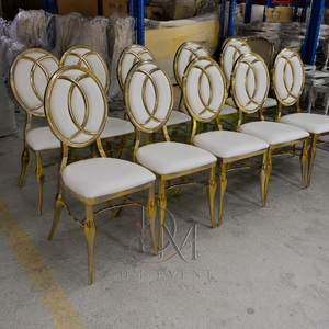 Double Ring Back Gold Stainless Steel Wedding Chair with <b>White</b> <b>Cushion</b> for Banquet and Hotel Events Wholesale Seating - Product Image 2