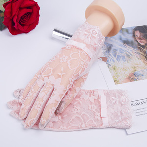 Gants de mariée en dentelle pour <span class=keywords><strong>femme</strong></span>, protection solaire <span class=keywords><strong>UV</strong></span>, haute qualité, pour l'été, gants de conduite sexy courts à doigts complets, motif floral - Product Image 4