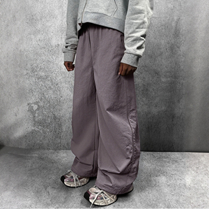 QUICKSHOW メンズ カスタムバギー カーブドナイロン トラックパンツ 速乾性 伸縮性 スタック 無地 防風 軽量 カジュアルスタイル - Product Image 1