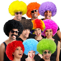 Perruque afro bouclée colorée en forme d'éventail, petites boucles, en matière synthétique K-Silk/P-Silk, accessoire de farce pour les fêtes, costume de clown amusant pour