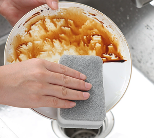 Esponja de fregado doméstico de 3 capas de doble cara, doble D para limpieza de cocina y lavado de platos, estropajo multiusos - Product Image 2