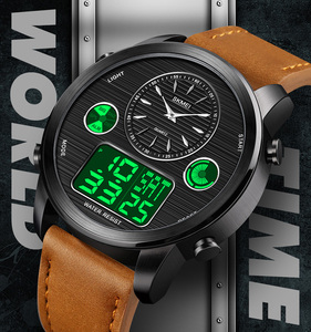 Reloj de Cuarzo Analógico Digital Skmei 1653 con Esfera Grande, Reloj de Cuarzo de Cuero con Hora <span class=keywords><strong>Mundial</strong></span> para Hombre - Product Image 5