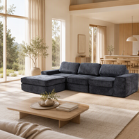 Canapé modulaire sectionnel avec ottoman, couleur de tissu personnalisée, canapé d'angle rembourré en chenille pour salon, projet hôtelier