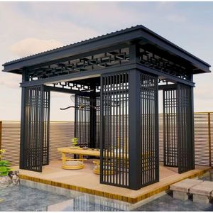 Gazebo moderne minimaliste en aluminium imperméable pour l'extérieur, adapté aux hôtels, aux jardins et aux magasins - Product Image 2