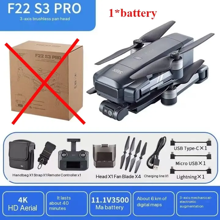 F22 S3 PRO-Caméra 6KM + 3 Axes-1bty