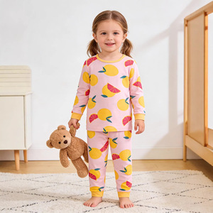 Completo Due Pezzi in Fibra di Bambù per Bambine, Manica Lunga per Tutte le Stagioni, Stile Europeo e Americano, Morbido con Stampe di Animali/Fiori - Product Image 3