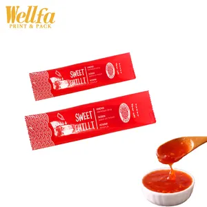 Kemasan kemasan plastik saus tomat kualitas makanan cetak kustom kantung pasta tomat Film isi kemasan Sachet saus panas kedelai kecil kosong