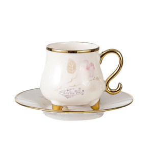 High Grade Bone China Coffee Cup Saucer <b>Set</b> Gold Rim Flower Pattern Gift Box For Home Afternoon <b>Tea</b> Gift - Product Image 5