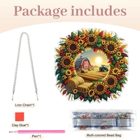 Décoration Suspendue DIY pour la Fête de Thanksgiving : Couronne de Ferme Tournesol en Peinture Diamant, Artisanat Artistique de Forme Spéciale