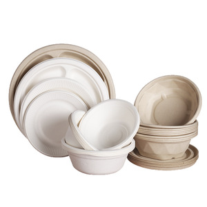 Assiettes jetables en pulpe de canne à sucre Can Zhe Jun, rondes, biodégradables, de 6, 7, 8, 9 et 10 pouces, pour le camping - Product Image 3