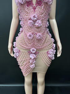 Novance Y5254-B vente en gros <span class=keywords><strong>de</strong></span> Chine <span class=keywords><strong>boutique</strong></span> mode fleurs en trois dimensions conception rose <span class=keywords><strong>robe</strong></span> <span class=keywords><strong>de</strong></span> <span class=keywords><strong>Cocktail</strong></span> strass perlé <span class=keywords><strong>robe</strong></span> <span class=keywords><strong>de</strong></span> soirée - Product Image 6