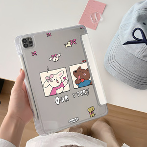 เคสแท็บเล็ตแบบพับสามตอนลายกระต่ายหัวใจ ใช้ได้กับ iPad 10 รุ่นที่ 9 รุ่นที่ 8 Pro 11 Mini 6 7 Air 4 5 ฝาครอบป้องกัน - Product Image 3